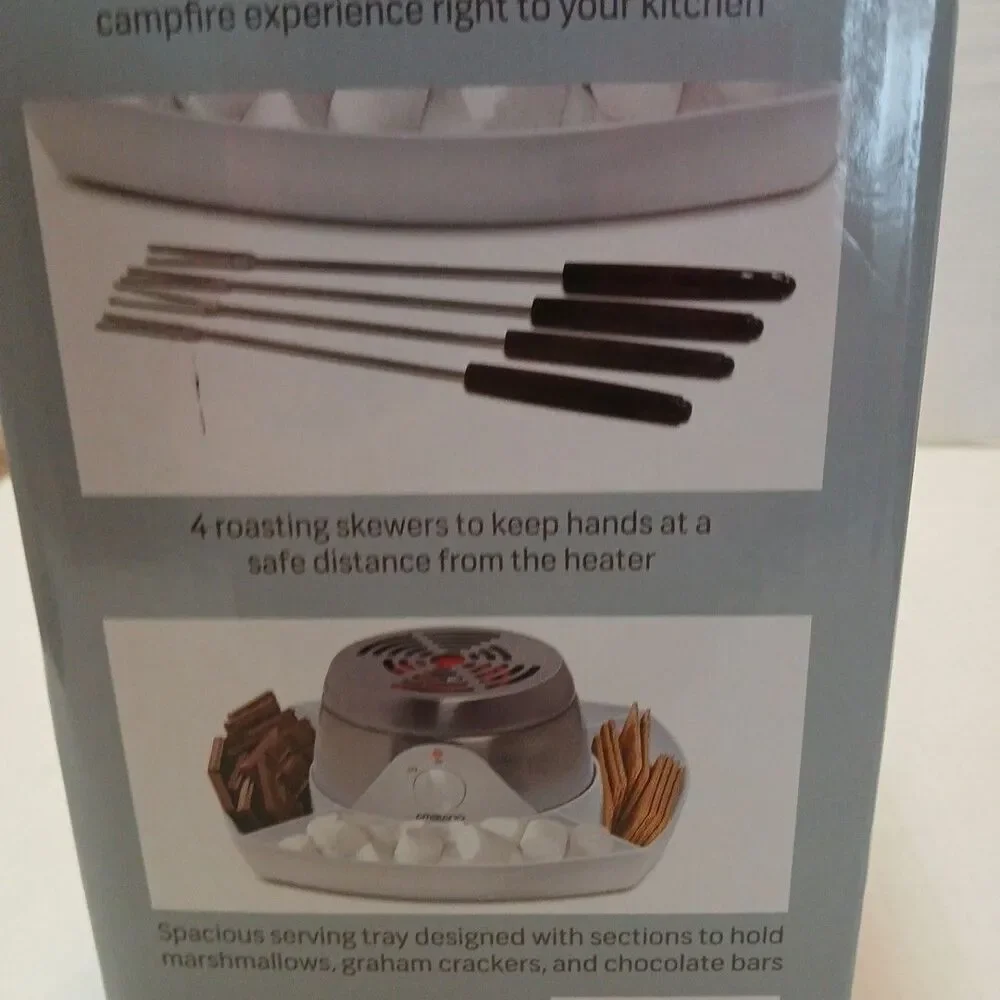 Indoor Stainless Steel S'mores Maker Kit Smokeless /4 Skewers Electric NIB